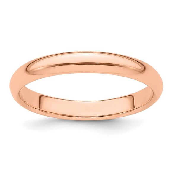 Kazi Luxury 14k Rose Gold 3mm Half-Round Wedding Band Size